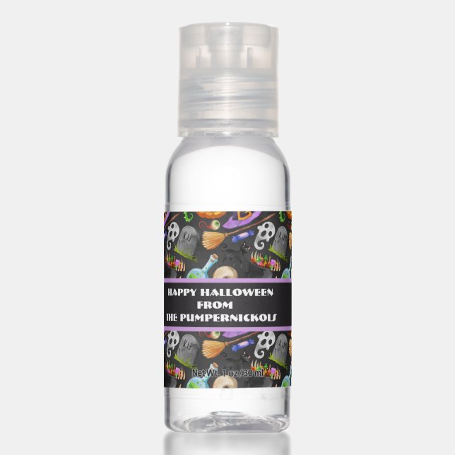 Happy Halloween From Your Family Name Monogram Hand Sanitizer (Front)