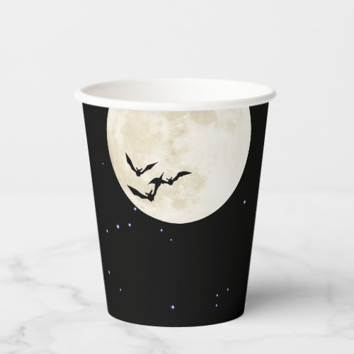 Happy Halloween Full Moon Bats Paper Cups