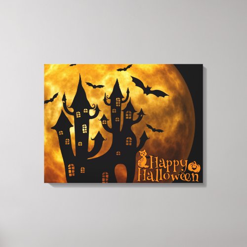 Happy Halloween Full Moon Canvas Print