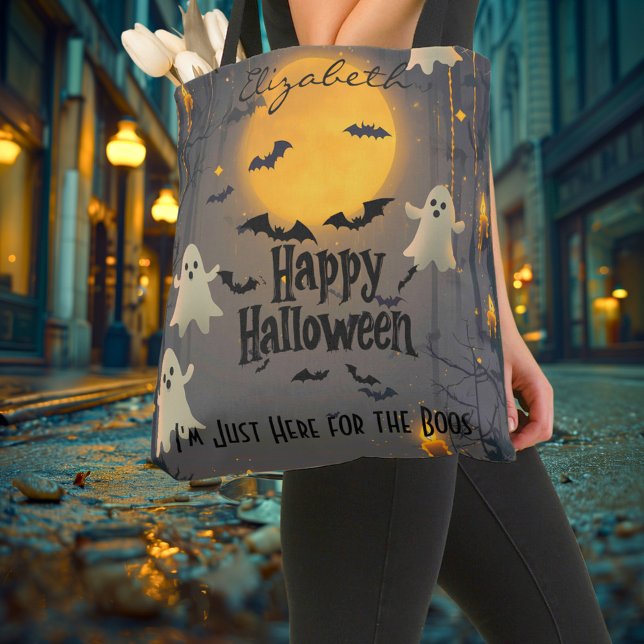 Happy Halloween – Full Moon, Cute Ghosts & Spooky  Tote Bag (Creator Uploaded)