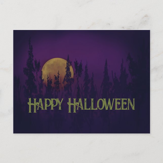 Happy Halloween Full Moon Invitation Postcard (Front)