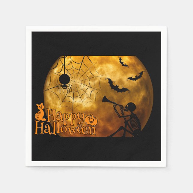 Happy Halloween Full Moon Napkins (Front)
