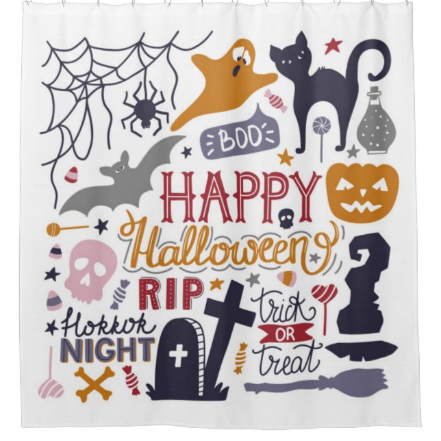Happy Halloween Fun And Scary Shower Curtain (Front)