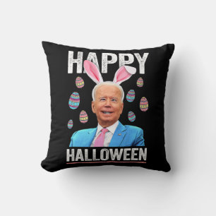 Happy Halloween Fun Biden Bunny Eggs For Halloween Throw Pillow