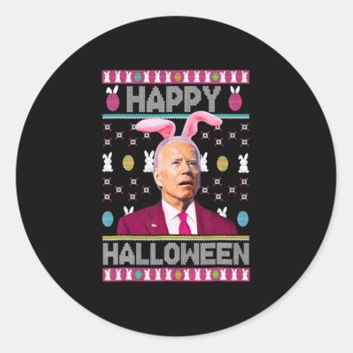 Happy Halloween Fun Bunny Joe Biden Confused Easte Classic Round Sticker