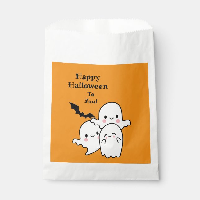 Happy Halloween Fun Ghost Personalize Favor Bag (Front)