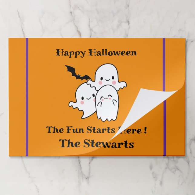 Happy Halloween Fun PERSONALIZE Ghost Bat Orange  Paper Pad (Folded)