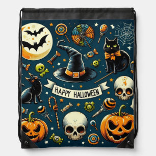Happy Halloween Fun & Spooky Drawstring Bag