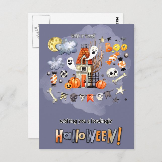 Happy Halloween. Fun Spooky House  Postcard (Front/Back)