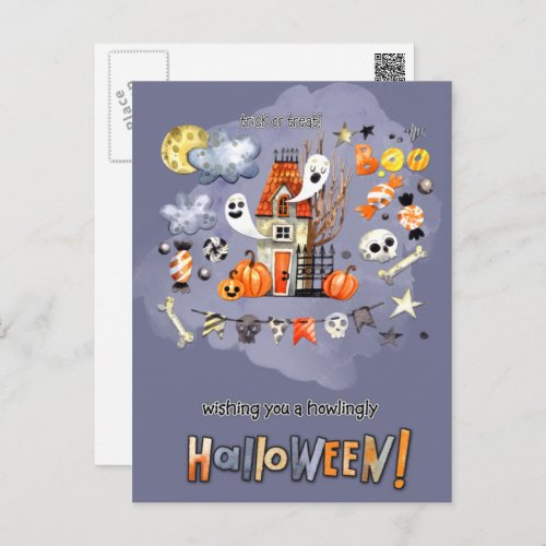Happy Halloween Fun Spooky House  Postcard