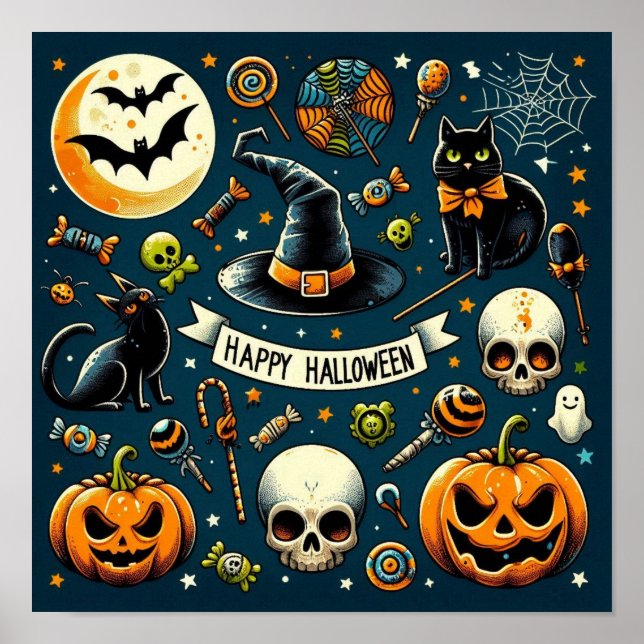 Happy Halloween Fun & Spooky Poster (Front)