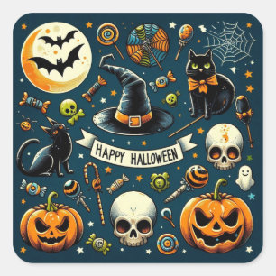 Happy Halloween Fun & Spooky Square Sticker