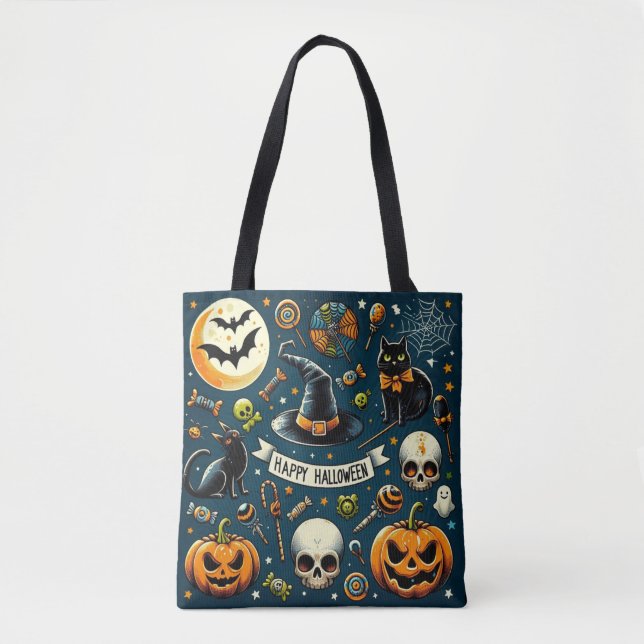 Happy Halloween Fun & Spooky Tote Bag (Front)