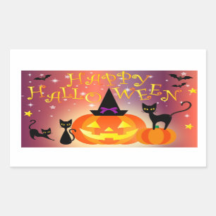 Happy Halloween Funny Bright Pumpkins Party Rectangular Sticker
