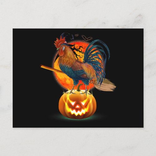 Happy Halloween Funny Chicken Witch Announcement Postcard