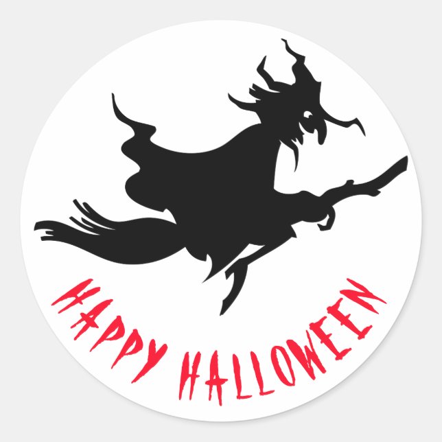 Happy Halloween funny customizable Classic Round Sticker (Front)