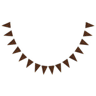 Happy Halloween Funny Cute Orange Pumpkins Pattern Bunting Flags