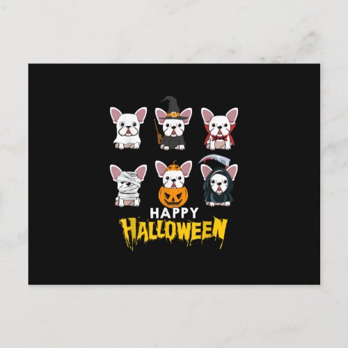 Happy Halloween Funny Dogs Costume Cute Bulldog Holiday Postcard