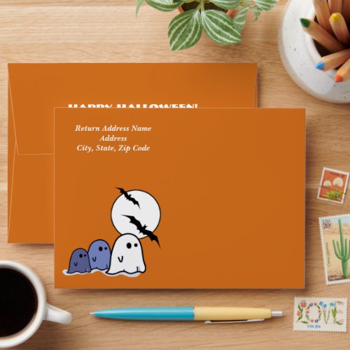 Happy Halloween Funny Little Ghosts  Envelope