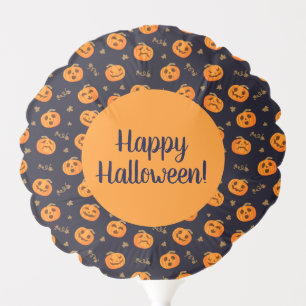 Happy Halloween Funny Orange Pumpkins Pattern Balloon