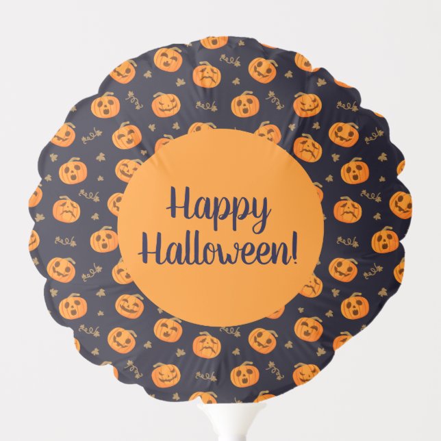 Happy Halloween Funny Orange Pumpkins Pattern Balloon (Front)