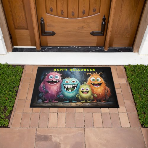 Happy Halloween Funny Scary Monsters Doormat