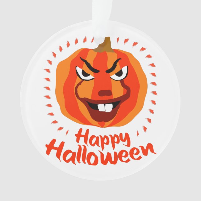 Happy Halloween 🎃 Funny Scary Spooky Pumpkin Ornament (Front)
