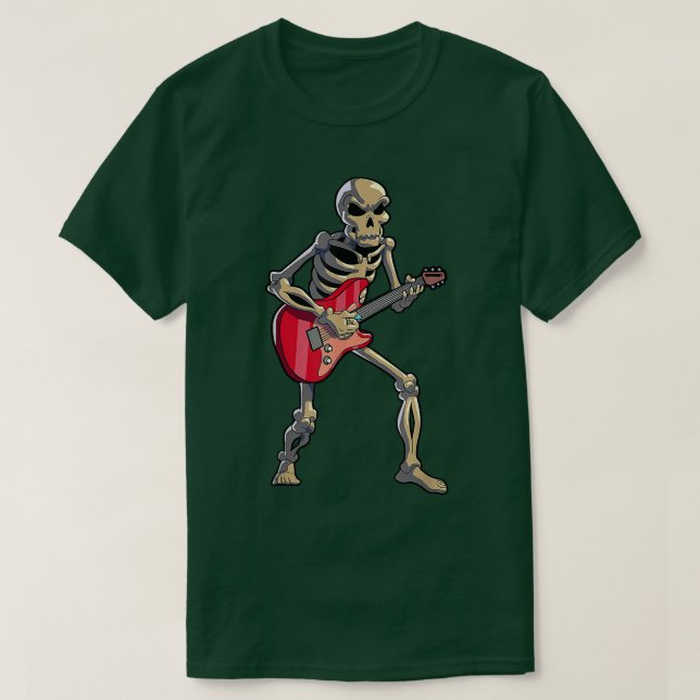 Happy Halloween Funny Skeleton Playing Guitar Pump T-Shirt (Design Front)
