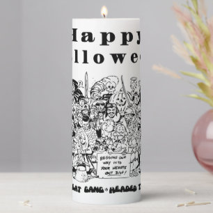 Happy Halloween Funny Spooky Scary Creepy Witch Pillar Candle