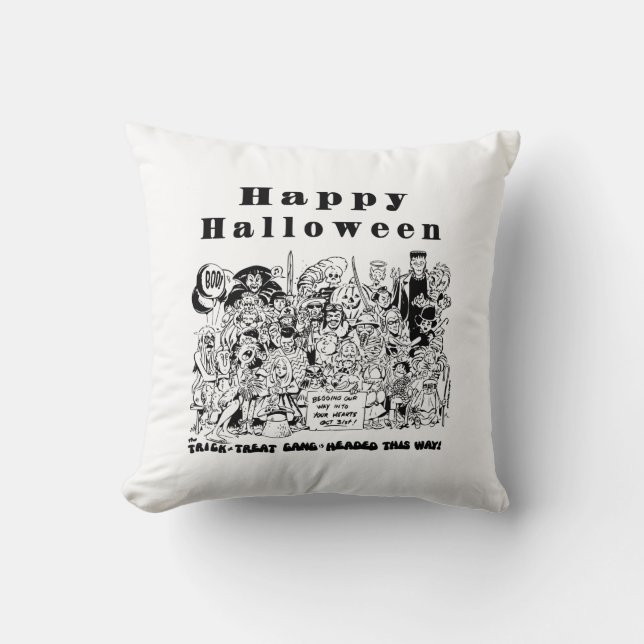 Happy Halloween Funny Spooky Scary Creepy Witch Throw Pillow (Front)