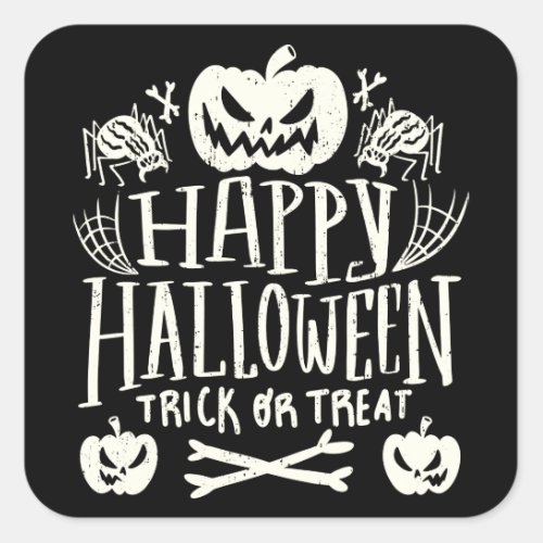 Happy Halloween Funny Spooky Season Square Sticker