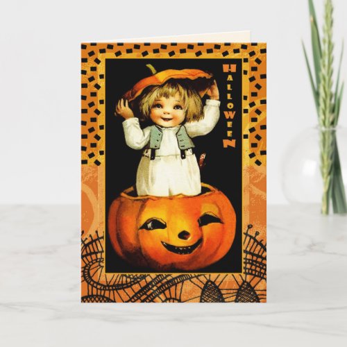 Happy Halloween Funny Vintage Kid  Card