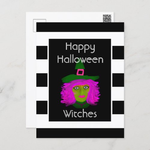 Happy Halloween Funny Wicked Witch Quote Postcard