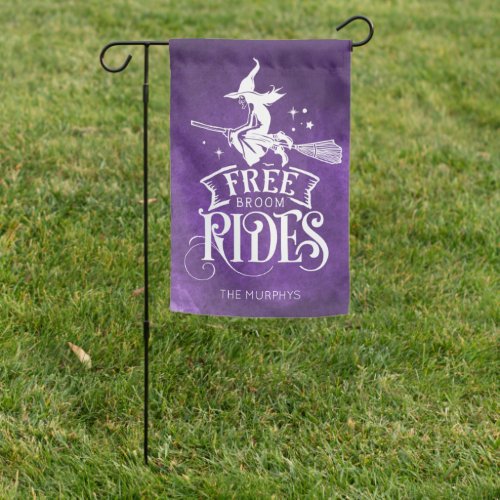 Happy Halloween Funny Witch Free Rides  Garden Flag