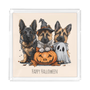 Happy Halloween German Shepherd Dogs Acrylic Tray
