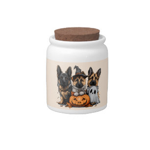 Happy Halloween German Shepherd Dogs Candy Jar