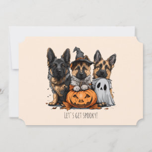 Happy Halloween German Shepherd Dogs Invitation