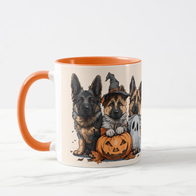 Happy Halloween German Shepherd Dogs Mug (Left)
