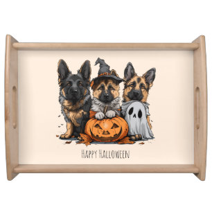Happy Halloween German Shepherd Dogs Serving Tray