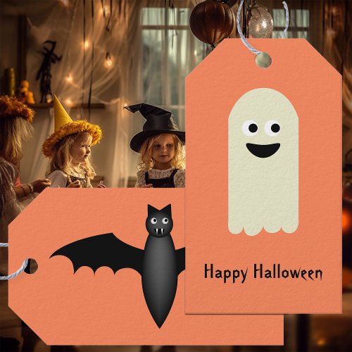Happy Halloween Ghost and Bat Favor Tags