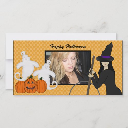 Happy Halloween Ghost and Witch Photo Cards
