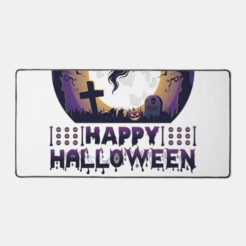 Happy Halloween Ghost Bats Spiders_1 Desk Mat