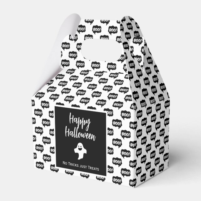 Happy Halloween ghost boo no tricks just treats Favor Boxes (Front Side)