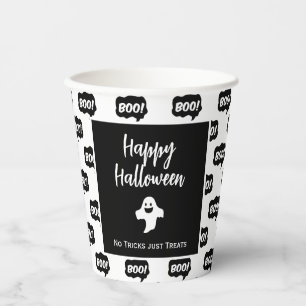 Happy Halloween ghost boo no tricks just treats Paper Cups