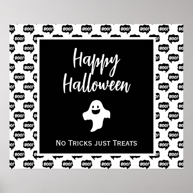 Happy Halloween ghost boo no tricks just treats  Poster (Front)