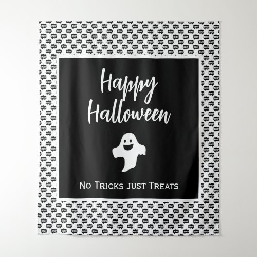 Happy Halloween ghost boo no tricks just treats  Tapestry