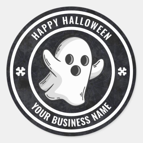 Happy Halloween Ghost Business Name Promotional Cl Classic Round Sticker