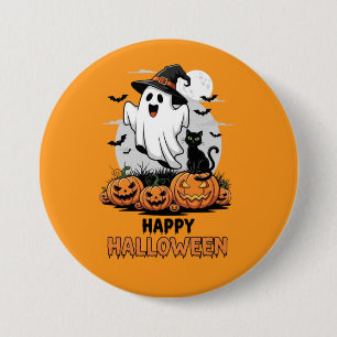 Happy Halloween Ghost Button