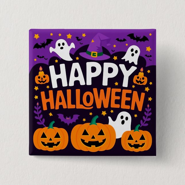 Happy halloween ghost button (Front)