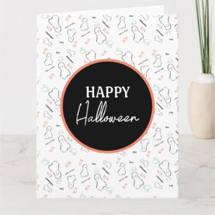 Happy Halloween Ghost Candy Hand Lettering Doodle Card